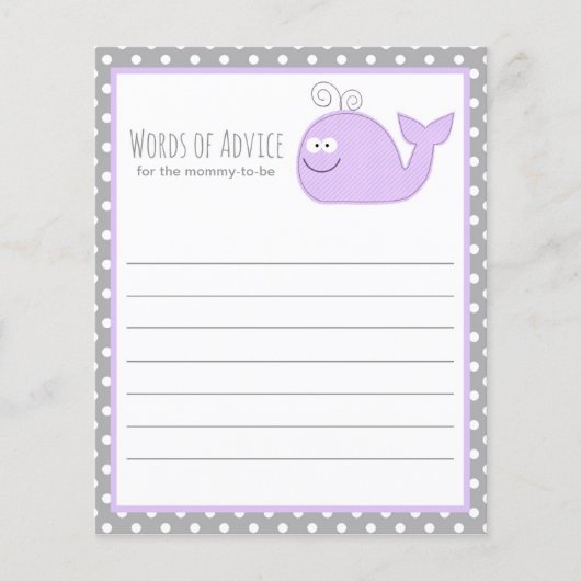 Papier Cute Little Whale Conseil Baby shower Jeu / Purple (Devant)
