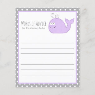 Papier Cute Little Whale Conseil Baby shower Jeu / Purple