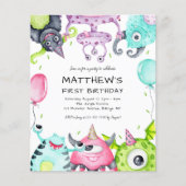 Papier Cute Monsters Invitation de la 1ère fête d'anniver (Devant)