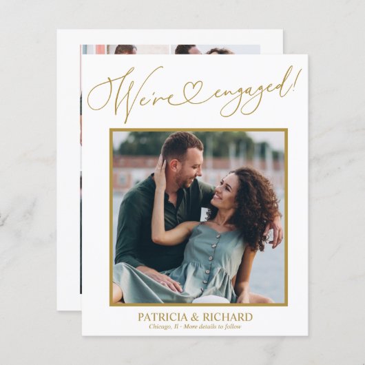 Papier Cute Nous sommes engagés Faire-part Fiançailles Ph (Devant / Derrière)