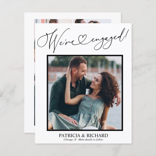 Papier Cute Nous sommes engagés Faire-part Fiançailles Ph (Devant / Derrière)