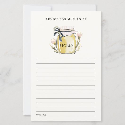 Papier Cute Pastel Honey Jar Advice For Mum Baby Shower (Devant)