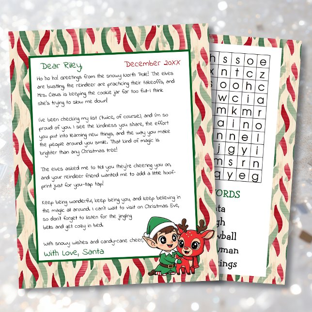 Papier Cute Personalized Letter from Santa | Word Search (Créateur téléchargé)