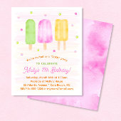 Papier Cute Popsicles Girl été Anniversaire Invitation
