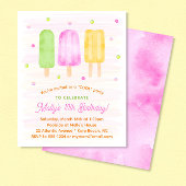 Papier Cute Popsicles Girl été Anniversaire Invitation