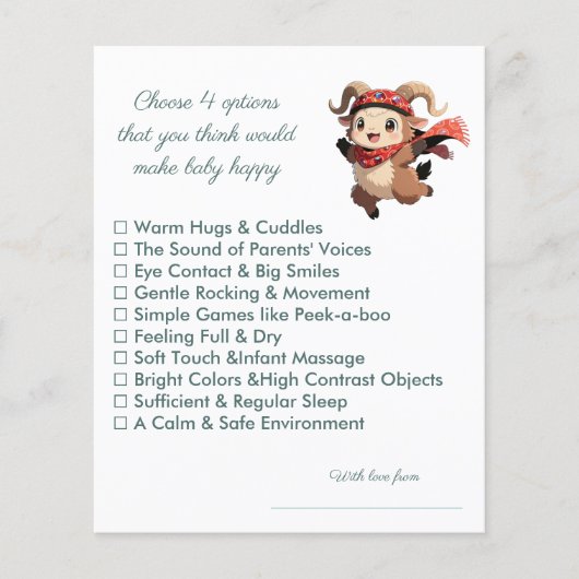 Papier Cute Ram Baby Shower Happy Baby Game (Devant)