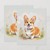 Papier Cute Red Pembroke Welsh Corgi Dog (Devant / Derrière)
