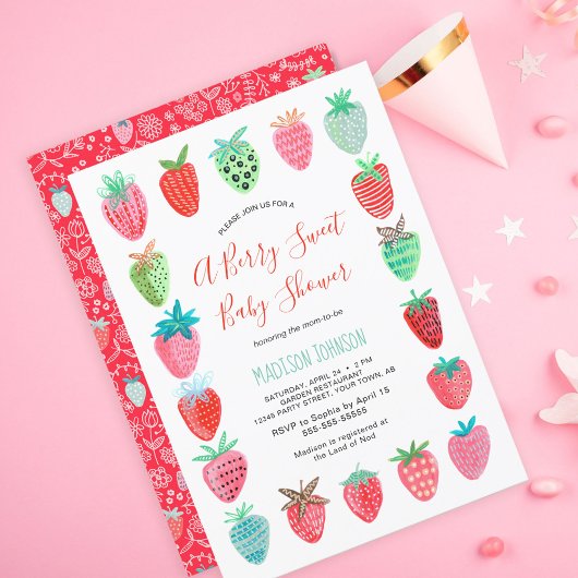Papier Cute Red Strawberry baby shower budget invitation