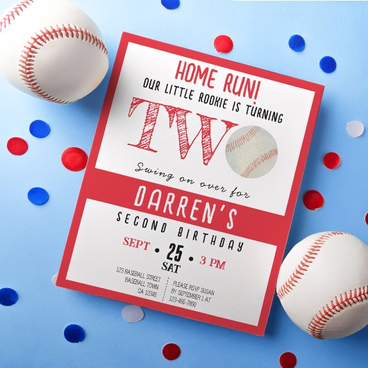 Papier Cute Rookie Baseball Budget 2e Invitation d'annive