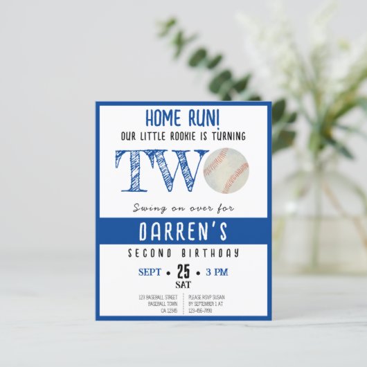 Papier Cute Rookie Baseball Budget Boy 2e anniversaire (Debout devant)