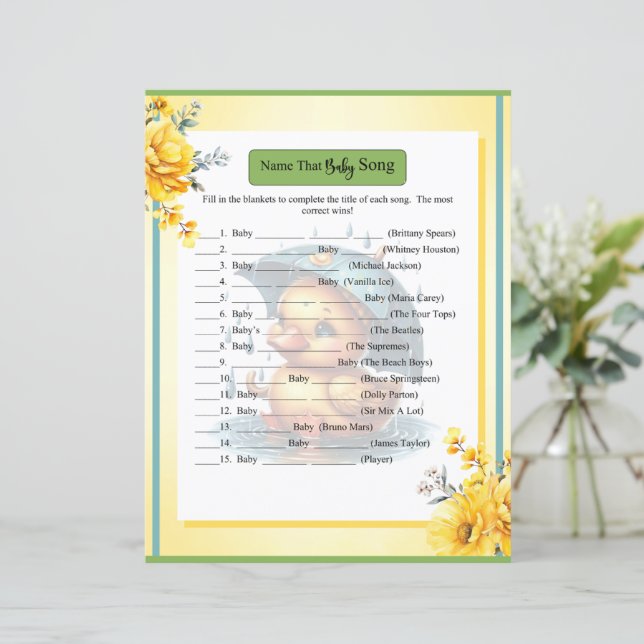 Papier Cute Rubber Canard Baby shower Baby Chanson Jeu (Debout devant)