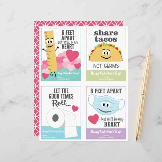 Papier Cute salle de classe de fête de la Saint-Valentin  (Devant/Arrière en situation)