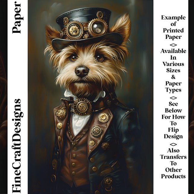 Papier Cute Steampunk Yorkie Portrait CJ1 Scrapbook Papie (Créateur téléchargé)