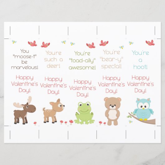 Papier Cute Woodland Animaux Signets de Saint Valentin (Devant)