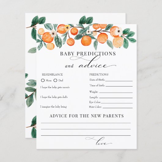 Papier Cutie | Baby shower de conseils sur les prévisions (Devant / Derrière)