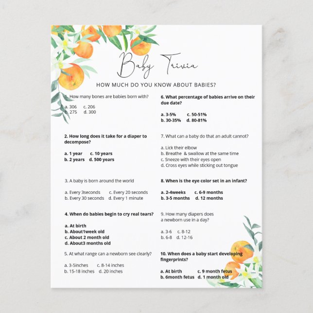 Papier Cutie Baby Trivia | Jeu Baby shower (Devant)