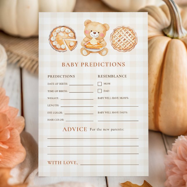 Papier Cutie Pie Fall Baby Shower Predictions Advice Game (Créateur téléchargé)
