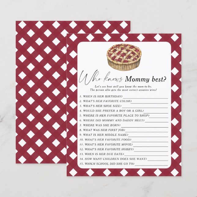 Papier cutie pie - Qui connaît le mieux maman jeu (Devant / Derrière)