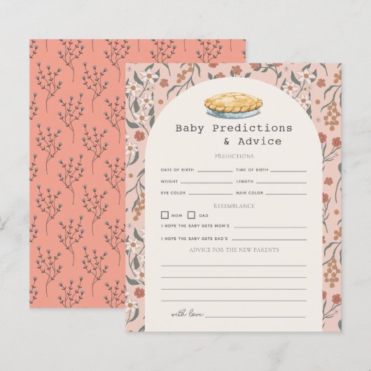 Papier Cutie Pie Rose Floral Baby Prédictions et conseils (Devant / Derrière)