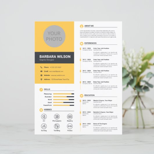 Papier CV moderne, CV, + Lettre (Modèle) (Debout devant)