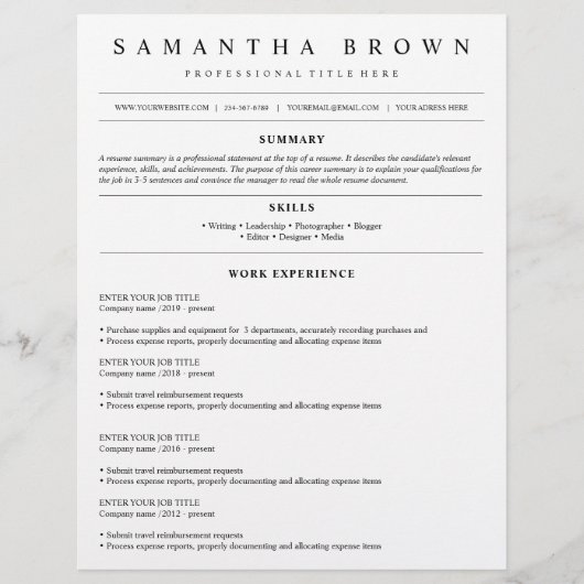 Papier Cv professionnelle moderne (Devant)