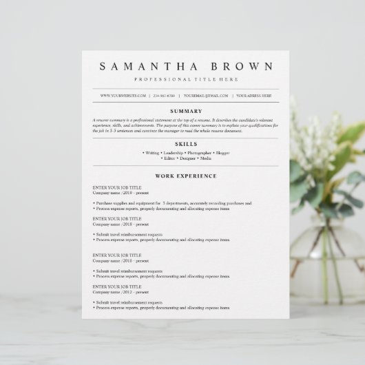 Papier Cv professionnelle moderne (Debout devant)