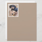 Papier Dachshund (Smooth) Peinture - Art Chien original (Devant / Derrière)