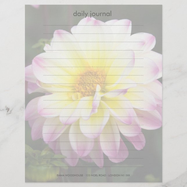Papier Dahlia violet, jaune et blanc (Devant)