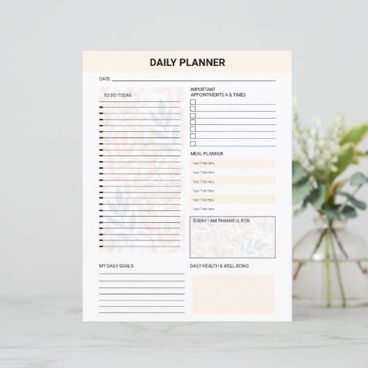Papier Daily Planner Template (Debout devant)