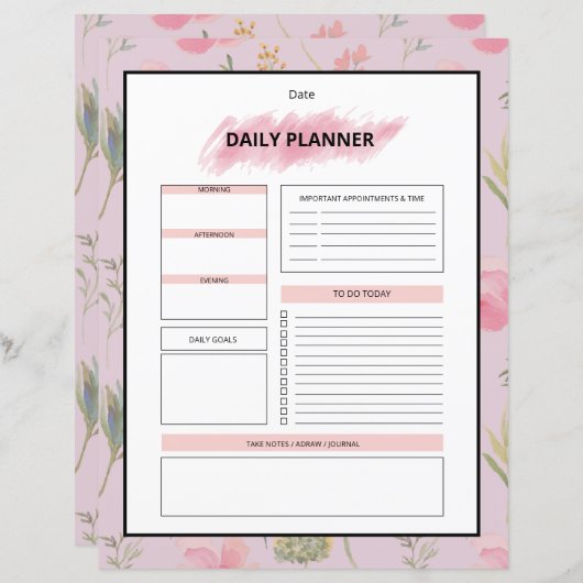 Papier Daily Planner Template (Devant / Derrière)