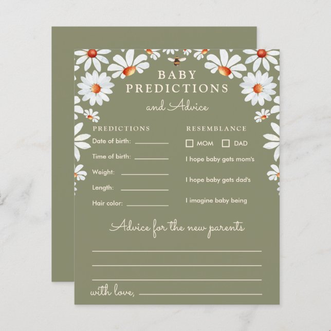 Papier Daisy Baby Predictions et conseils (Devant / Derrière)