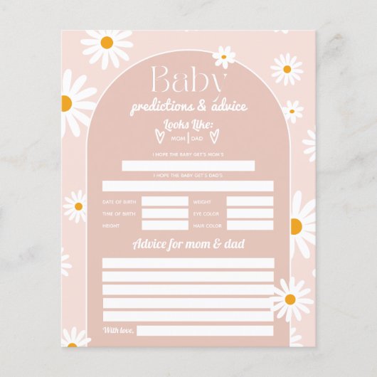Papier Daisy Boho Baby dans Baby shower rose fleurie jeu (Devant)