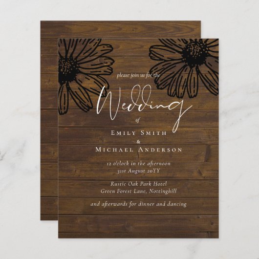 Papier Daisy Dreams Élégant Script Mariage Budget (Devant / Derrière)