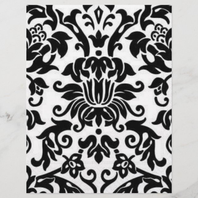 Papier Damas noir et blanc (Devant)