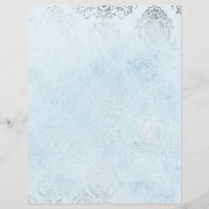 Papier Damas Vintage bleu et argent