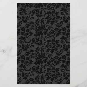 Papier Damas Vintages florales noires et grises