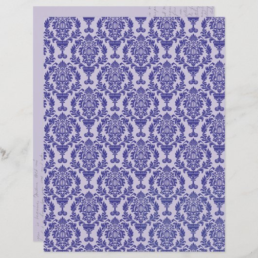 Papier Damask Pattern Paper for crafting (Devant / Derrière)