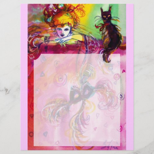 PAPIER DAME AVEC CHAT NOIR (Devant)