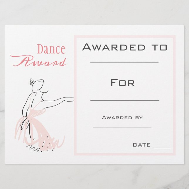 Papier Dance award fille ballet danseuse rose (Devant)