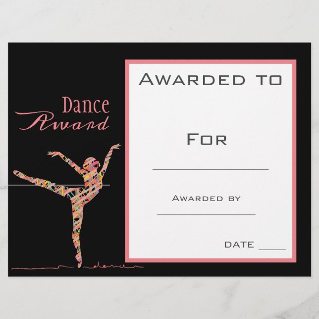Papier Dance award fille ballet danseuse rose (Devant)