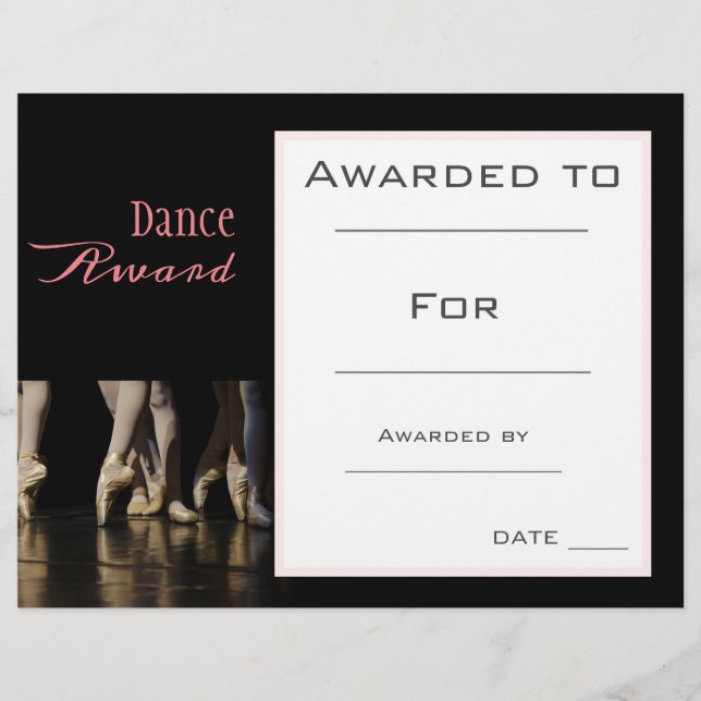 Papier Dance award fille ballet danseuse rose (Devant)