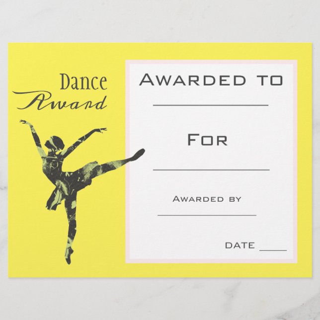 Papier Dance award fille danseuse de ballet (Devant)