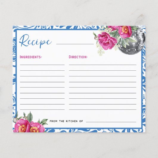 Papier Dancing Queen Blue Tile Disco Fête des mariées Rec (Devant)