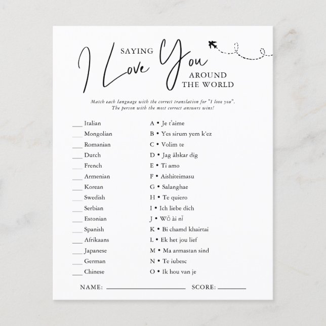 Papier Dans le monde entier | Jeu de Fête des mariées (Devant)