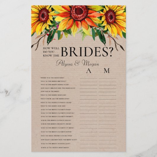 Papier Dans quelle mesure connaissez-vous les tournesols (Devant)