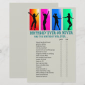 Papier Danse Anniversaire Jamais ou jamais Jeu (Devant / Derrière)