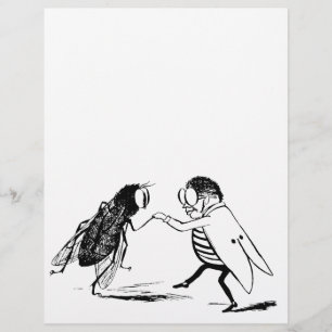 Papier Danse des insectes vintages; Volée de bleuet