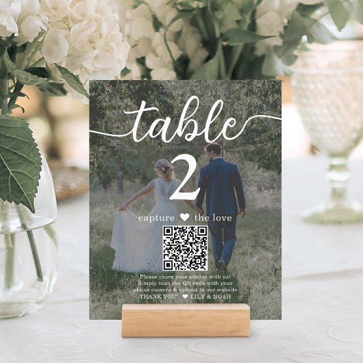 Papier Dark 2 Photo Mariage QR Code Script Numéro de tabl