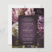 Papier Dark Purple Fine Art Floral Budget Wedding Invite (Devant)