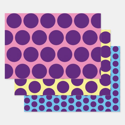 Papier d'artisanat d'enveloppement violet Polka Do (Lot)